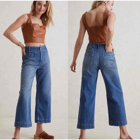 Pilcro The Skipper High Rise Wide Leg Jeans With Patch Pockets Women’s Size 30 - Picture 3 of 12